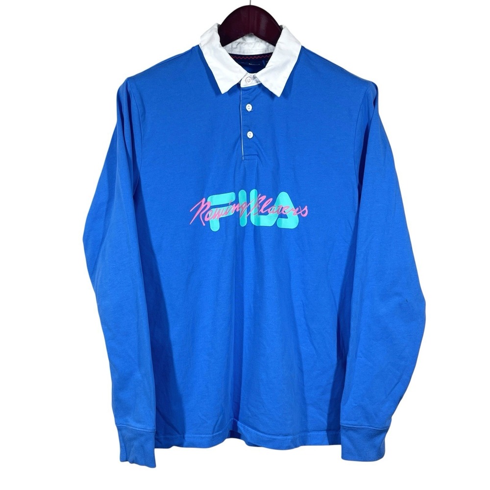Rowing Blazers FILA Rugby Shirt Mens S‎ Blue Cotton Long Sleeve Blokecore Preppy